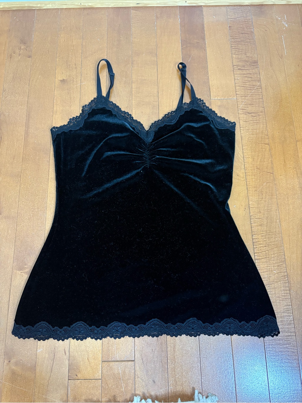 Apt. 9 Black Velvet Lace Trim Cami Tank